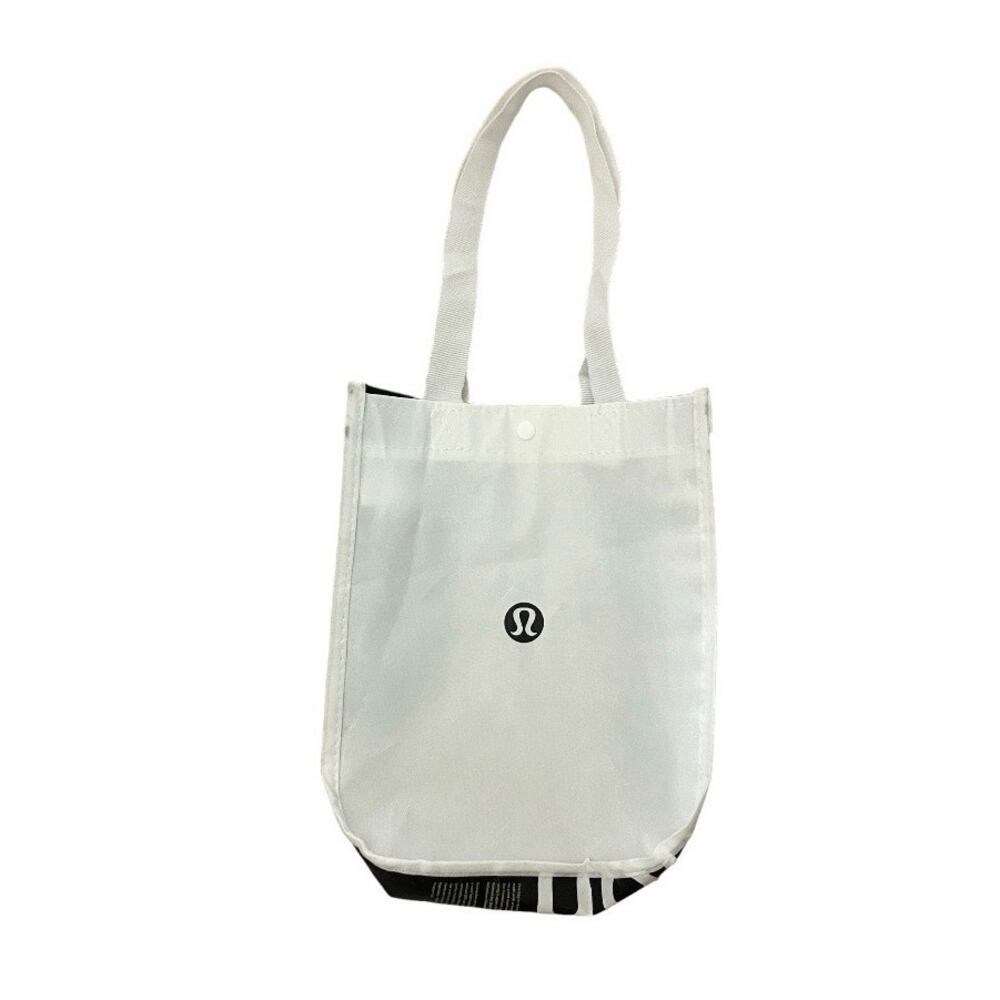Lululemon White Black Small Reusable Tote Bag